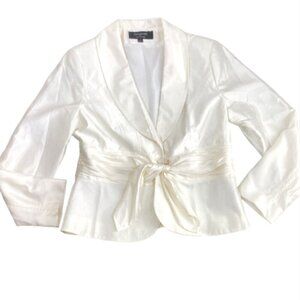 SIGNATURE by Larry Levine Lined Satin Blazer Jacket 14 Ivory/Cream White 299G